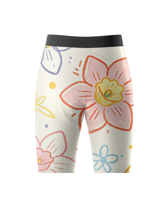 ROCKBROS Women Hand-Drawn Daffodil Padded Cycling Bib Shorts