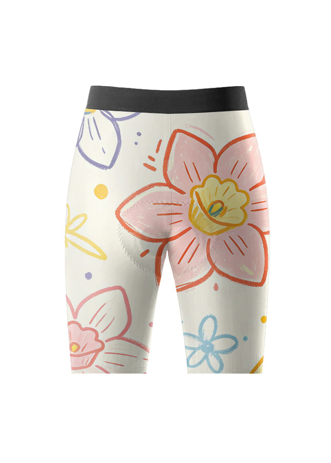 ROCKBROS Women Hand-Drawn Daffodil Padded Cycling Shorts