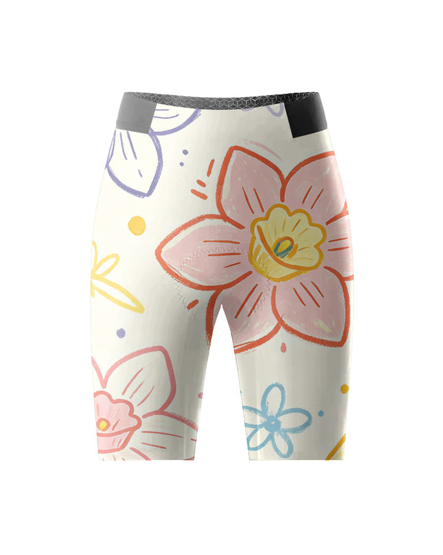 ROCKBROS Women Hand-Drawn Daffodil Padded Cycling Bib Shorts