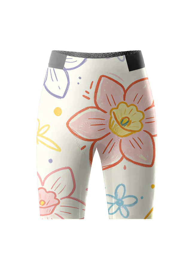 ROCKBROS Women Hand-Drawn Daffodil Padded Cycling Shorts