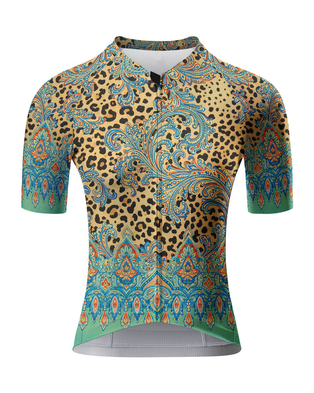 ROCKBROS Women's Boho-Leopard Fusion Artistic Cycling Jersey