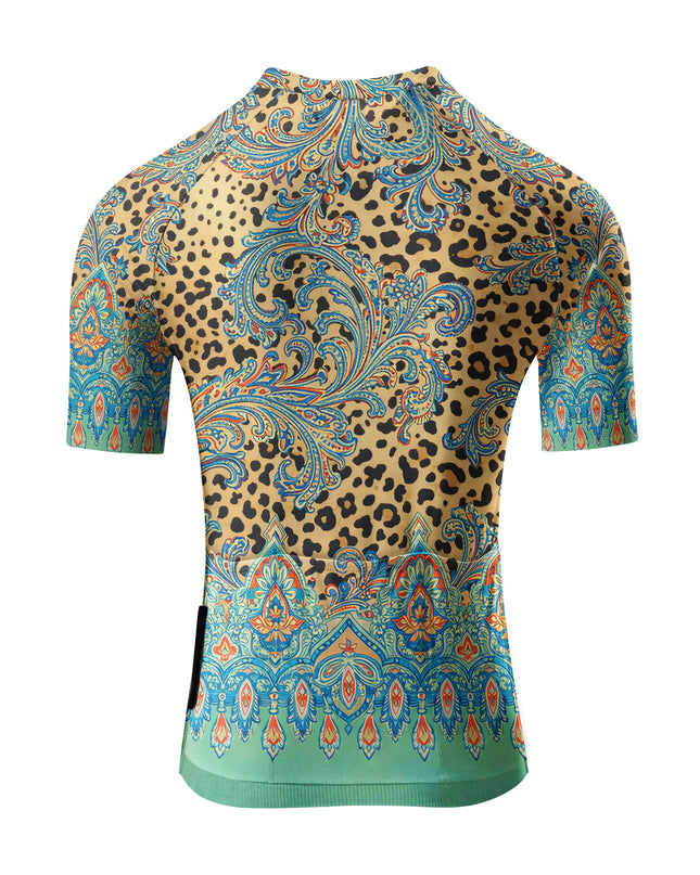 ROCKBROS Women's Boho-Leopard Fusion Artistic Cycling Jersey