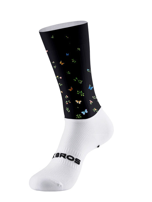 ROCKBROS Aero Cycling Socks - Midnight Meadow Butterfly Noir