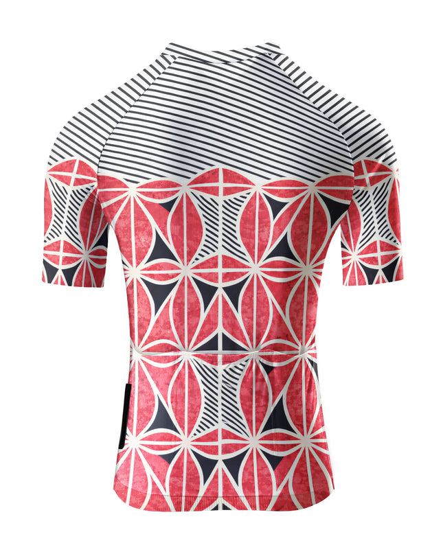 ROCKBROS Women's Retro Red Geo All-Weather Pro Aero Jersey