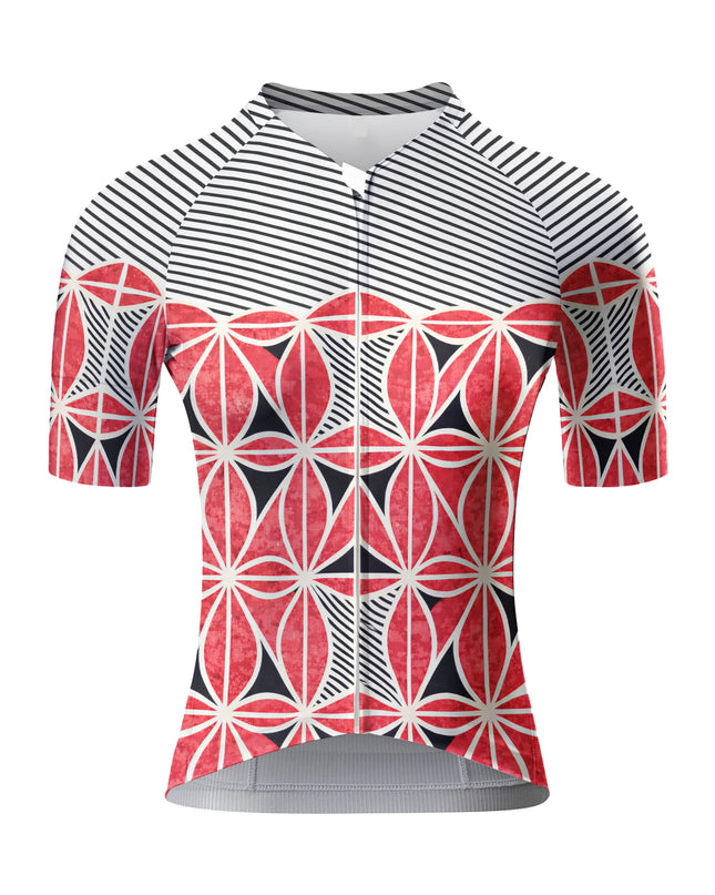 ROCKBROS Women's Retro Red Geo All-Weather Pro Aero Jersey