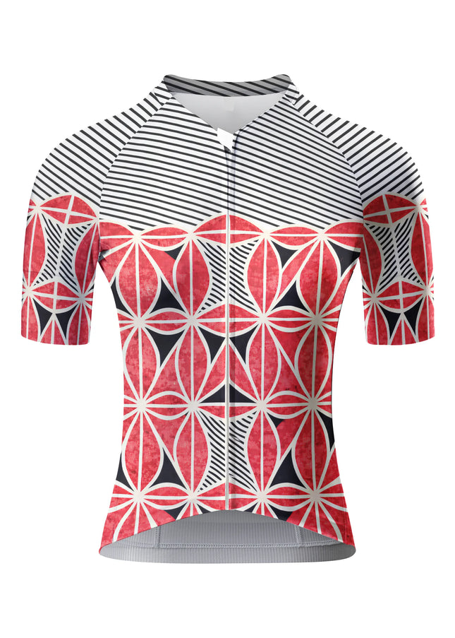 ROCKBROS Women's Retro Red Geo All-Weather Pro Aero Jersey