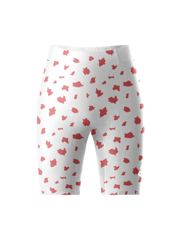 ROCKBROS Women's Coral Pop All-Weather Minimalist Patterned Bib Shorts