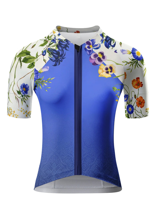 ROCKBROS Women's Serene Blue Blooms All-Weather Pro Aero Jersey