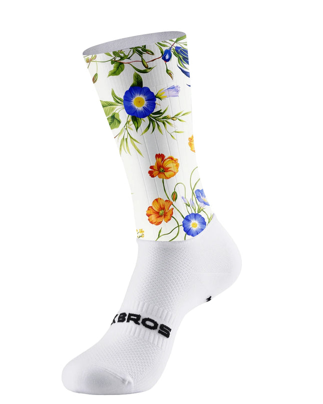 ROCKBROS Aero Cycling Socks - Wildflower Bloom Botanical White