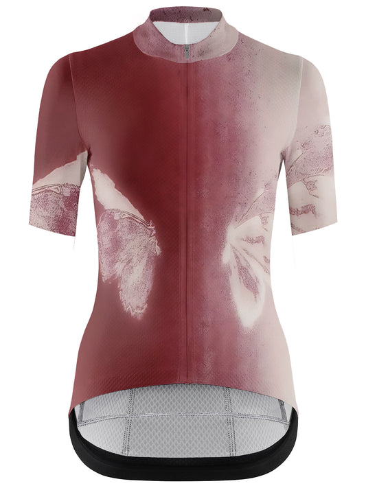 RockBros Women's "Crimson Butterfly" Artistic Bloom Cycling Jersey