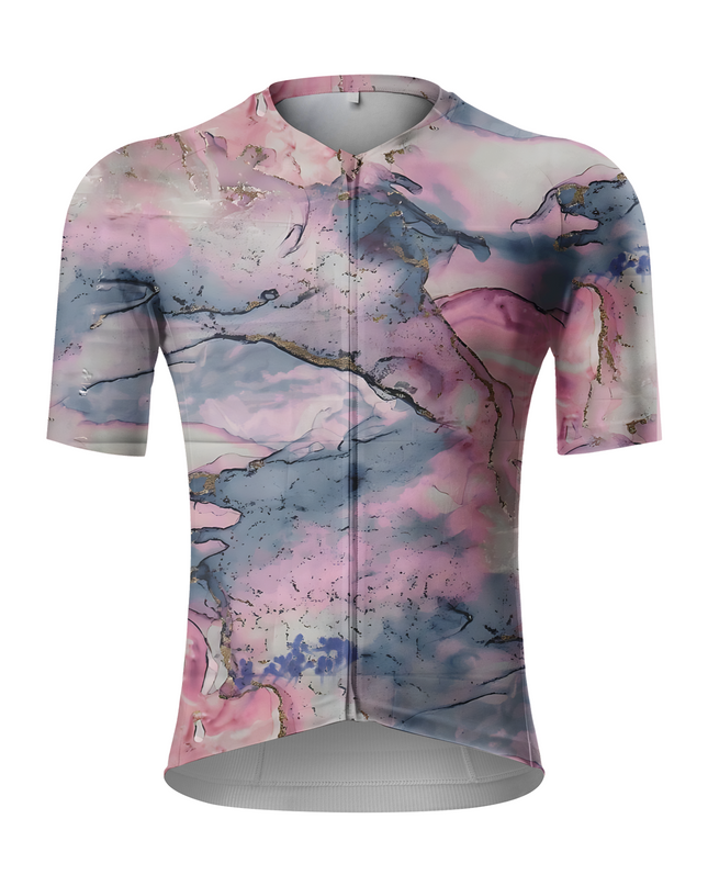 RockBros Men's "Gilded Marble" Artistic Watercolor Cycling Jersey