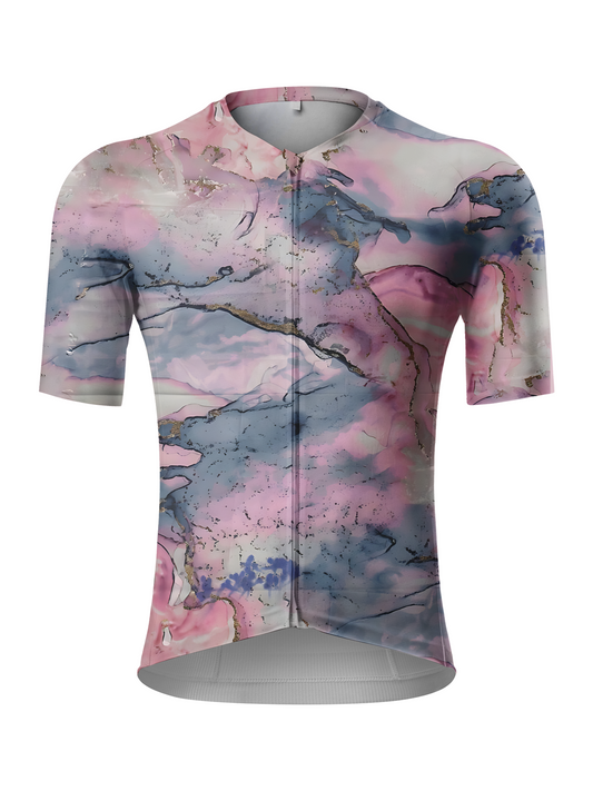 RockBros Men's "Gilded Marble" Artistic Watercolor Cycling Jersey