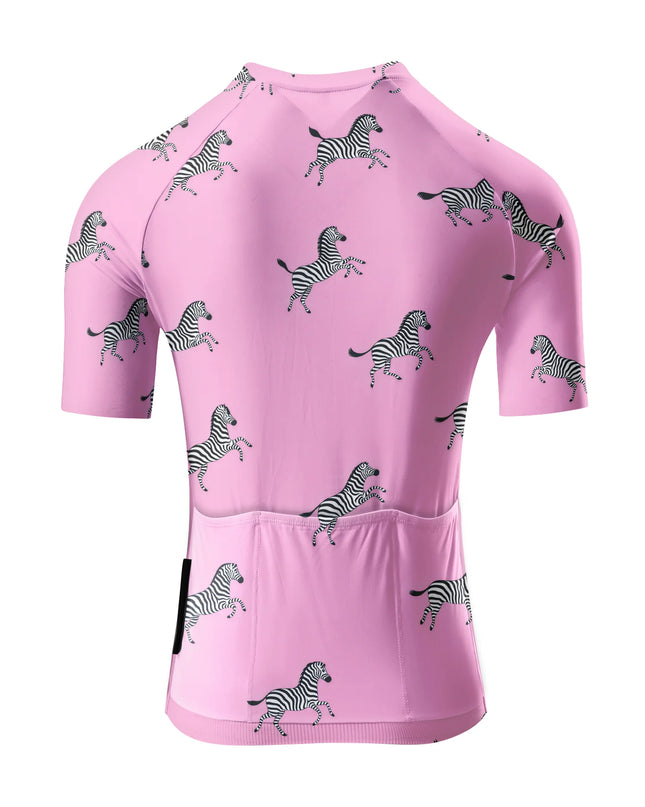 ROCKBROS Women's Pink Prancing Zebra Print Cycling Jersey