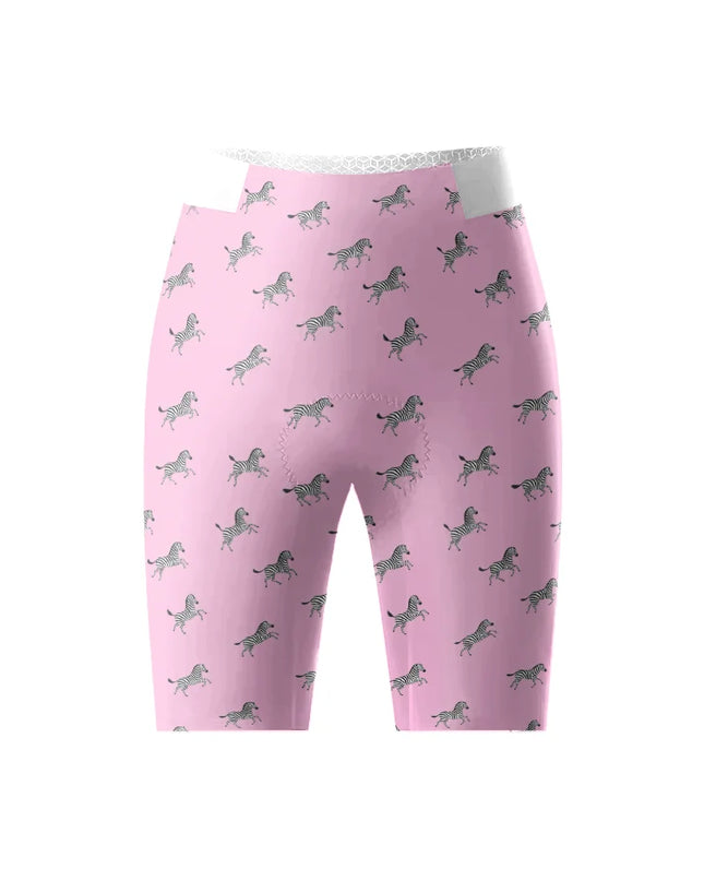 ROCKBROS Women's Pink Prancing Zebra Print Padded Cycling Shorts - Bold Performance