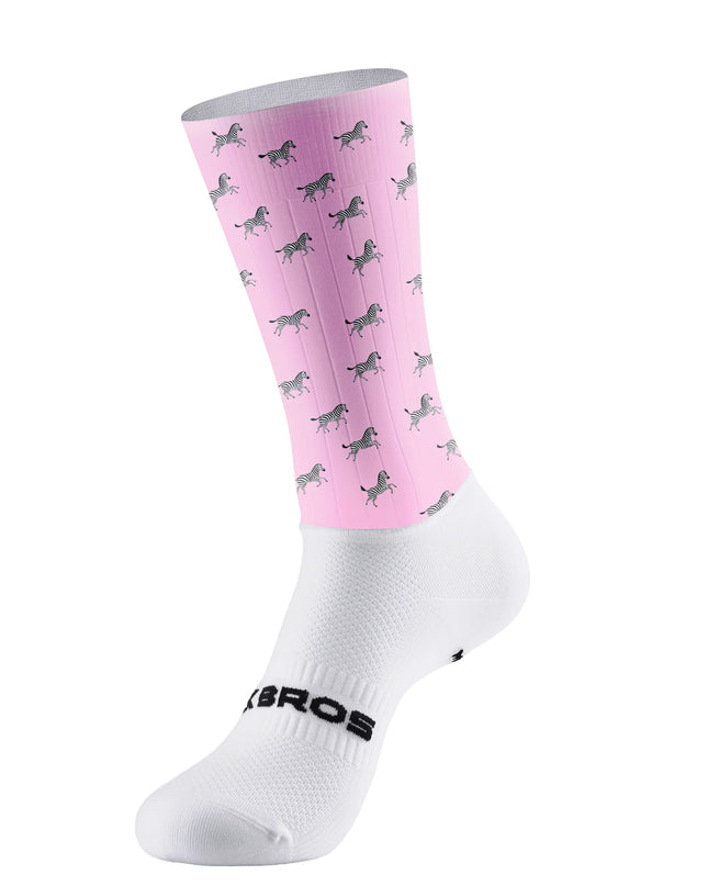 ROCKBROS Pink Prancing Zebra Performance Socks