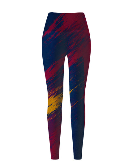 ROCKBROS Women's Abstract Striped Graphic Navy Burgundy Yoga Leggings