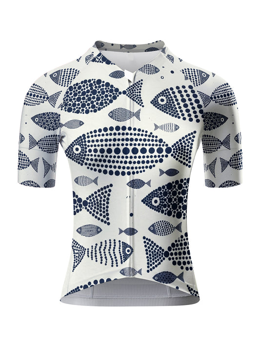 ROCKBROS Women's Cycling Jersey Short Sleeve Breathable Artistic Fish Print Jersey