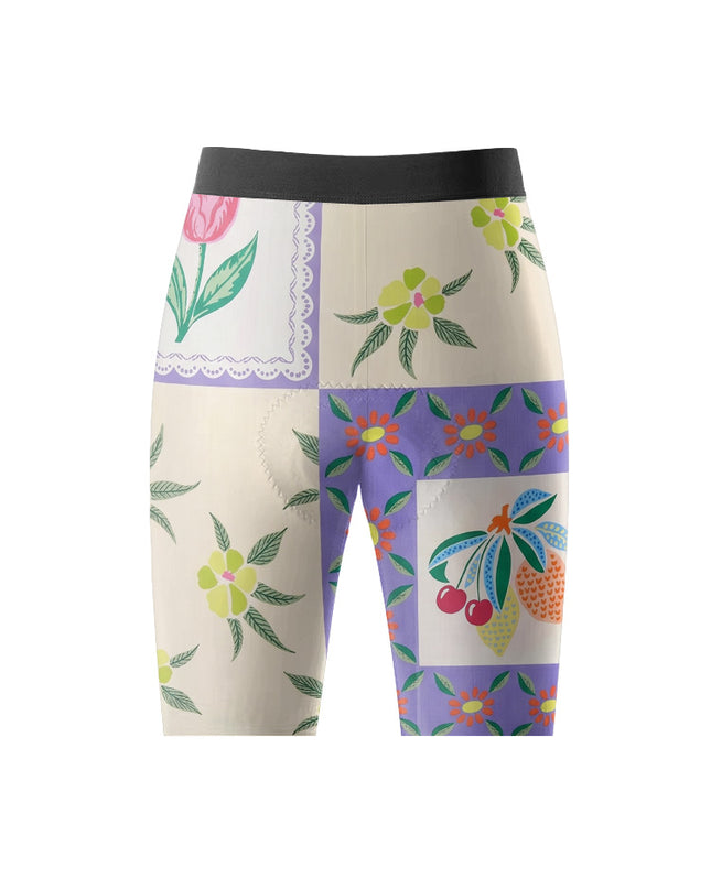 ROCKBROS Women's Vintage Fruit & Floral Patchwork Short Sleeve Cycling Set