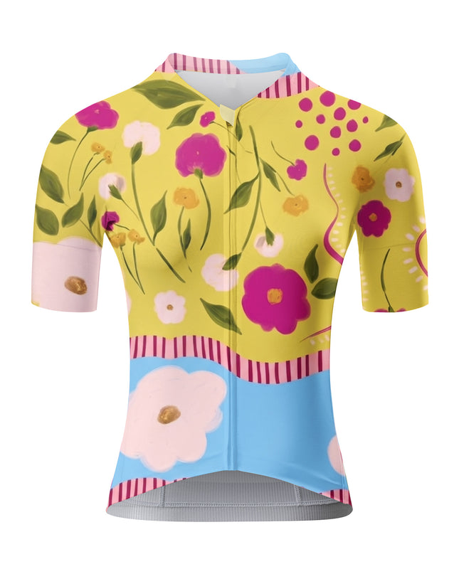 ROCKBROS Women's Vibrant Floral Short Sleeve Cycling Jersey