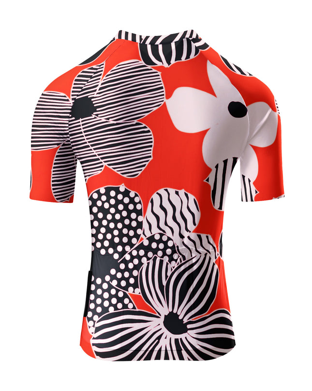 ROCKBROS Women's Pop Art Floral Striped Short Sleeve Cycling Set
