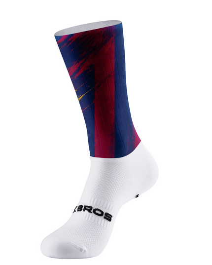 ROCKBROS Abstract Striped Graphic Navy Burgundy Cycling Socks
