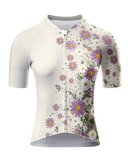 ROCKBROS Women's Purple Floral Cascading Short Sleeve Cycling Jersey