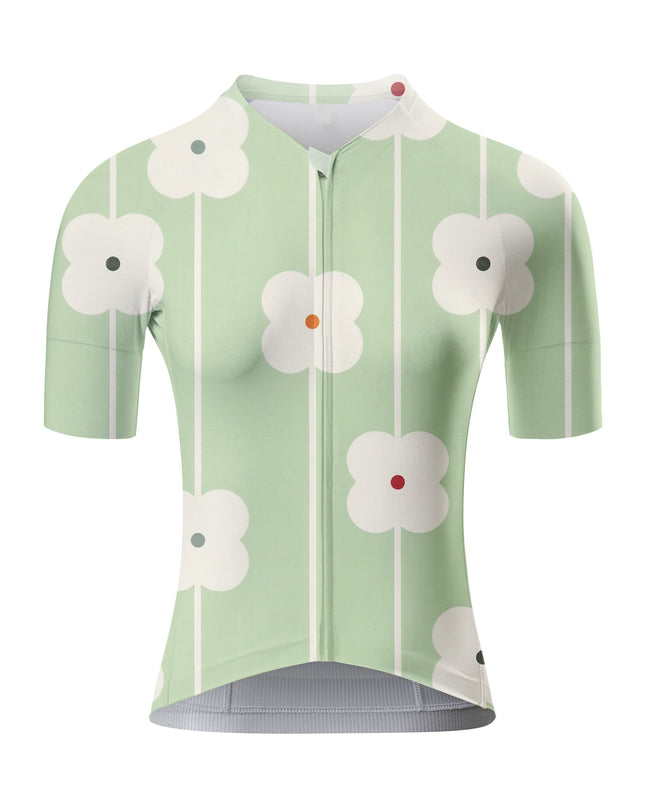 ROCKBROS Women's Mint Green Floral Striped Breathable Cycling Set