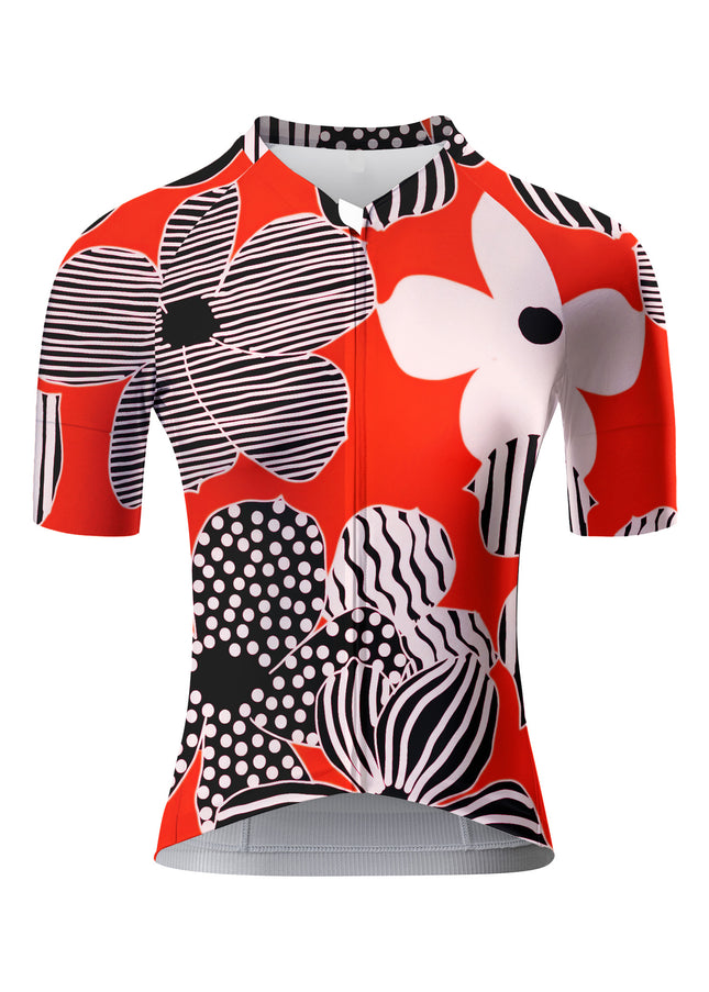 ROCKBROS Women's Pop Art Floral Striped Short Sleeve Cycling Jersey