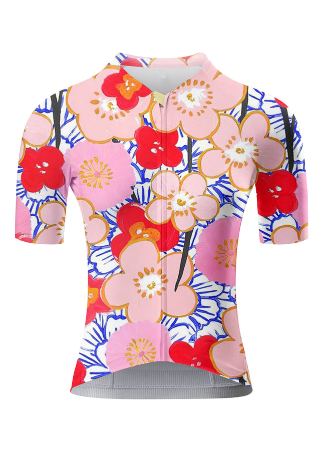 ROCKBROS Women's Artistic Hand-Painted Floral Short Sleeve Cycling Jersey
