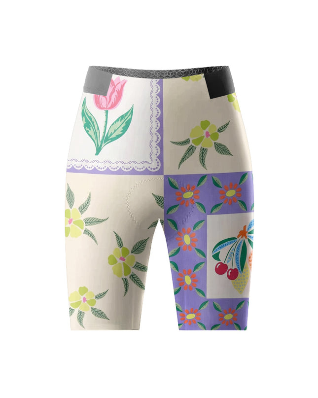 ROCKBROS Women's Vintage Fruit & Floral Patchwork Short Sleeve Cycling Set