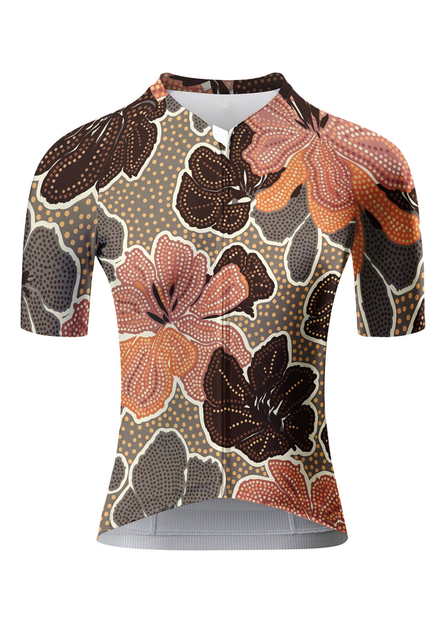 ROCKBROS Women Vintage Floral Print Short Sleeve Cycling Jersey