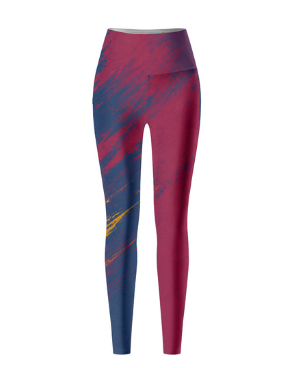 ROCKBROS Women's Abstract Striped Graphic Navy Burgundy Yoga Leggings