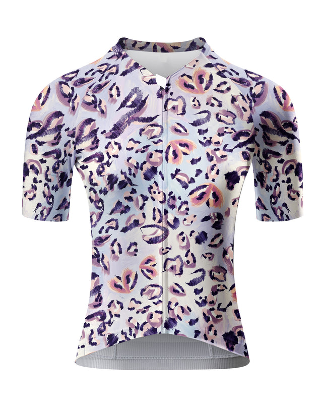 ROCKBROS Women's Purple Abstract Leopard Print Short Sleeve Cycling Set