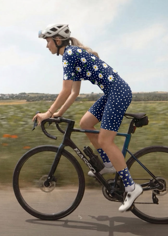 ROCKBROS Women's Daisy Floral Print Short Sleeve Breathable Cycling Jersey