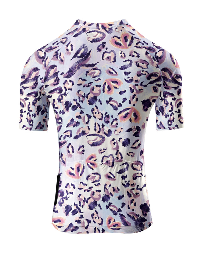 ROCKBROS Women's Purple Abstract Leopard Print Short Sleeve Cycling Set