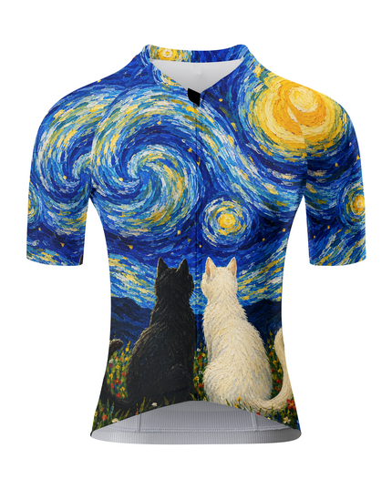 ROCKBROS Women's Starry Night Cats Short-Sleeve Cycling Jersey