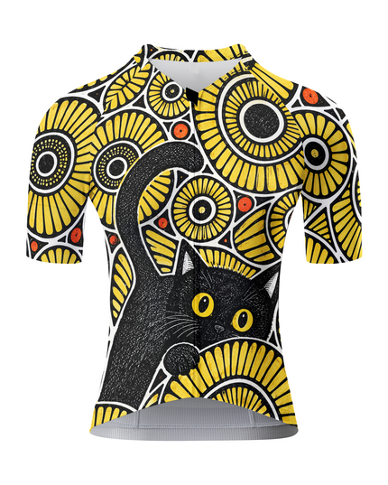 ROCKBROS Women's Golden Bloom Cat Short-Sleeve Cycling Jersey