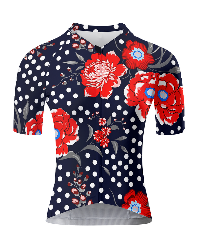 ROCKBROS Women's Red Floral Polka Dot Cycling Jersey