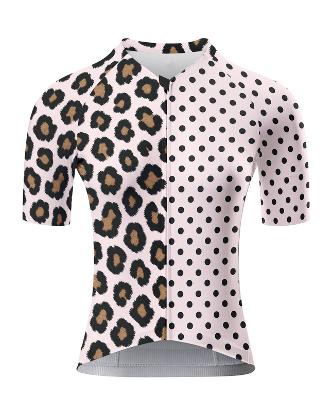 ROCKBROS Women's Leopard & Polka Dot Cycling Jersey