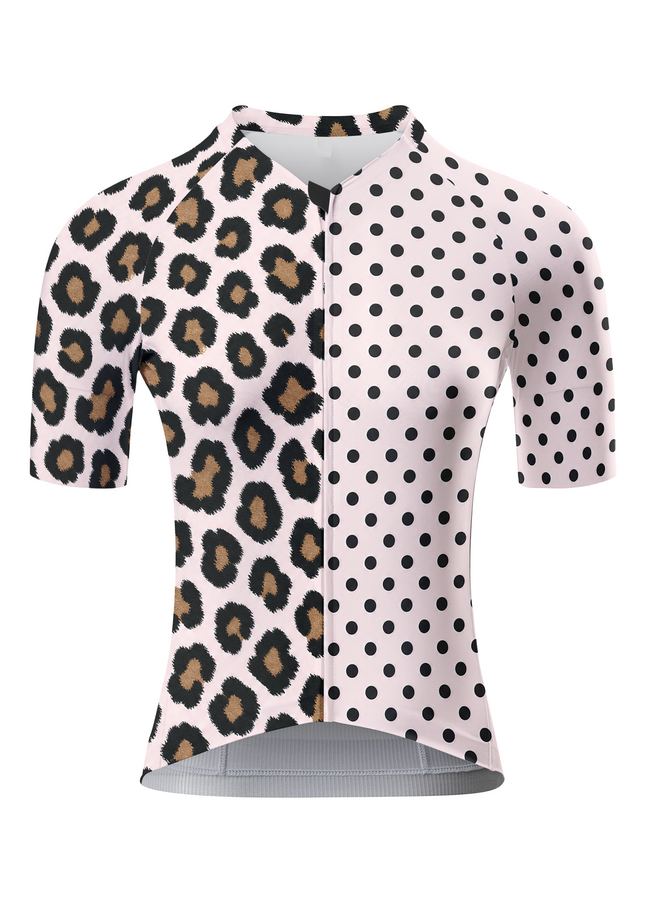 ROCKBROS Women's Leopard & Polka Dot Cycling Jersey