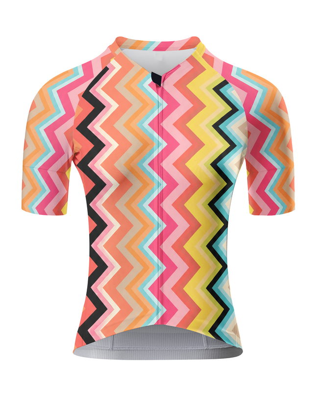 ROCKBROS Women's Pastel Chevron Stripe Cycling Jersey