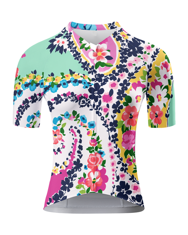 ROCKBROS Women's Multicolor Vintage Garden Rose Floral Short Sleeve Cycling Jersey