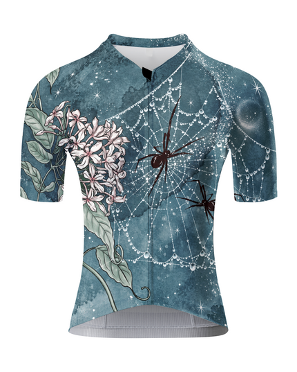 ROCKBROS Women's Moonlit Spider Web Floral Print Short Sleeve Cycling Jersey