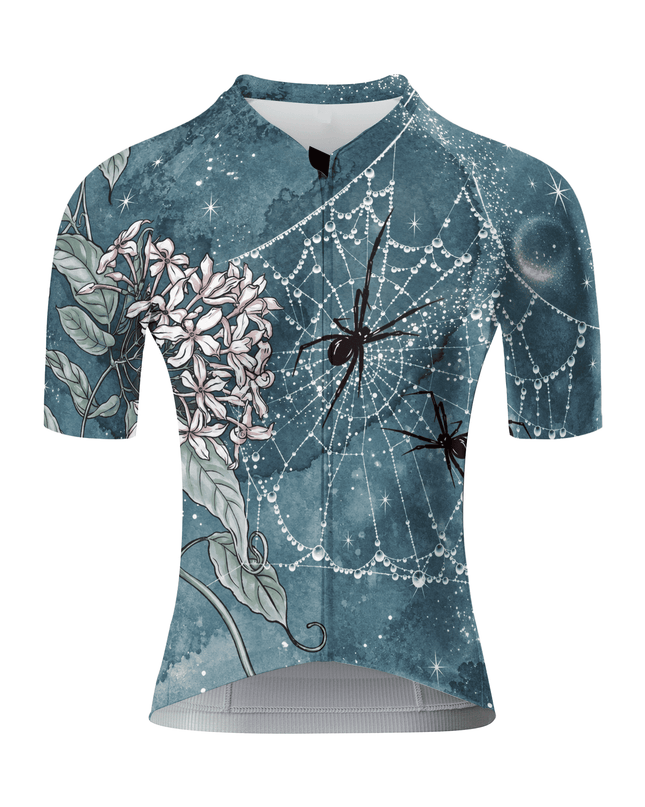 ROCKBROS Women's Moonlit Spider Web Floral Print Short Sleeve Cycling Jersey