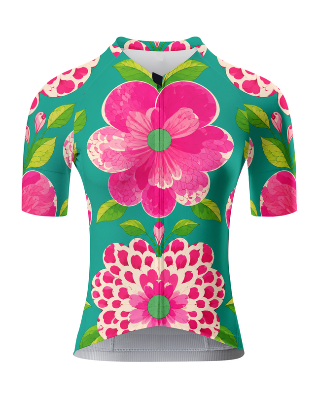 ROCKBROS Women's Teal Large Floral Cycling Jersey
