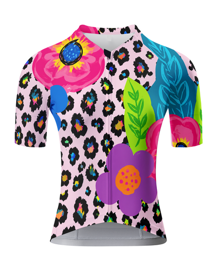 ROCKBROS Women's Leopard Floral Cycling Jersey