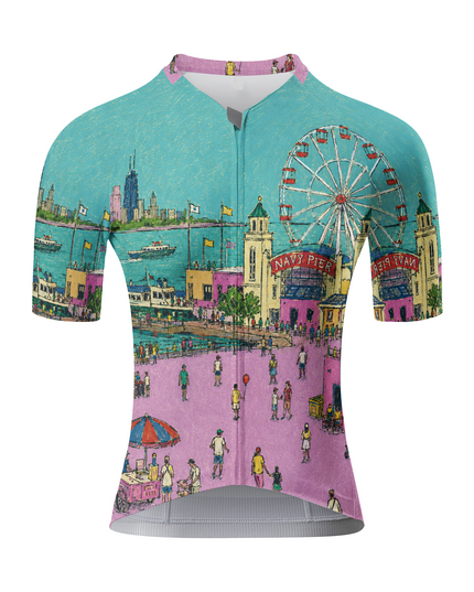 ROCKBROS Women's Navy Pier Sketch Cycling Jersey