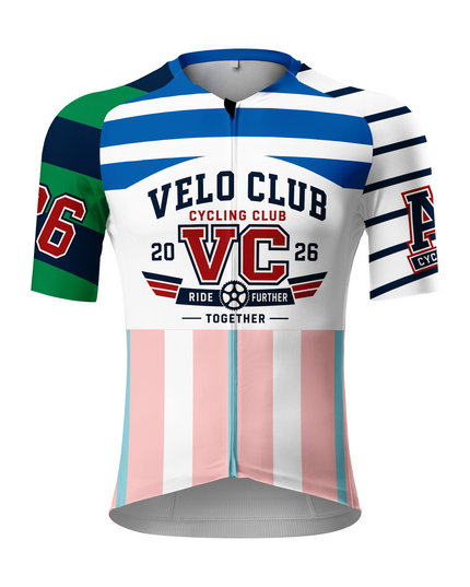ROCKBROS Men's VC Velo Club Mixed Color Striped Graphic Cycling Jersey