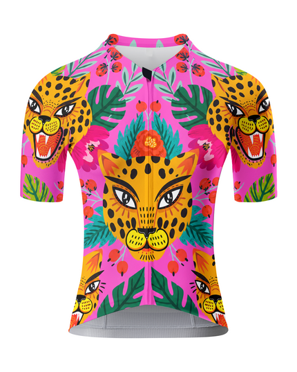 ROCKBROS Women's Pink Leopard Tropical Cycling Jersey