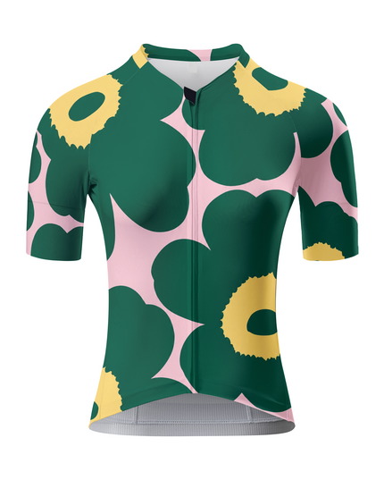 ROCKBROS Women's Forest Green Pink Poppy Floral Cycling Jersey
